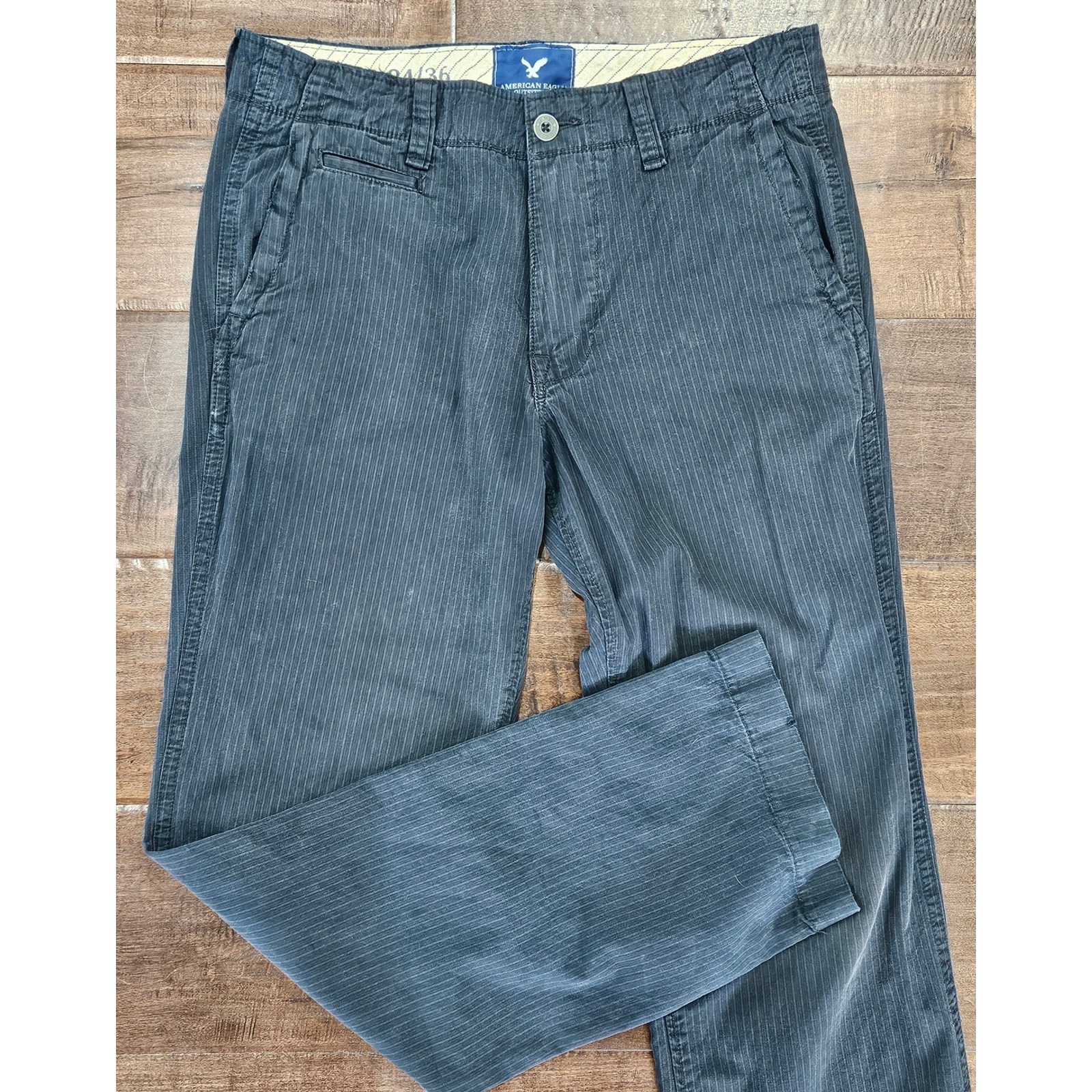 Y2k American Eagle Urban Modern Minimalist 34x36 Bootcut Pinstripe Gray Chinos